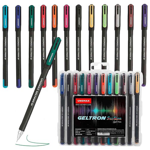 Unomax Geltron Fashion Gel Pen - Pack of 12, Assorted Colours