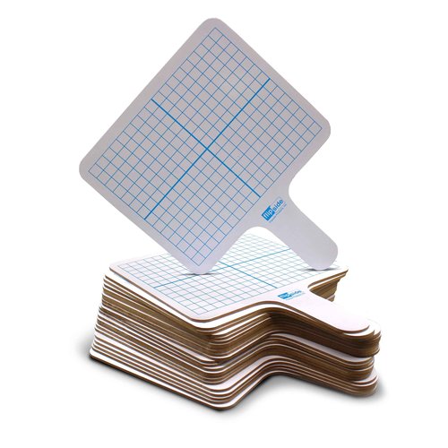 Flipside Products Rectangular Graph Dry Erase Answer Paddles, Double-Sided, Auction, Handheld Whiteboard, Handle Response Board, Classroom Dry Erase, Math Practice, Pack of 24