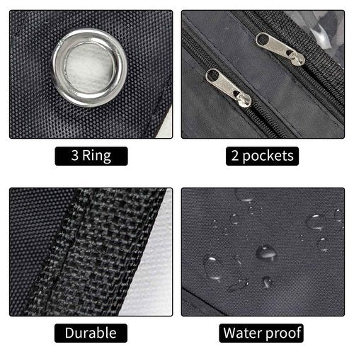 YoeeJob 18 Pack 1 Inch Expandable Zipper Pencil Pouches with Clear Window for 3 Ring Binder, Suitable for School & Office（Black）