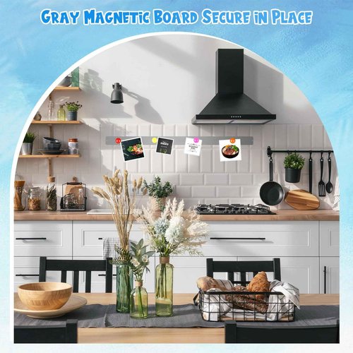 Mooliwe 2 Pcs 48 x 2 Frameless Magnetic Bulletin Board Strip for Wall Stainless Iron Metal Bulletin Bar Board Memo Strip with 16 Magnets 4 Nails 4 Wall Anchors for School Office Home