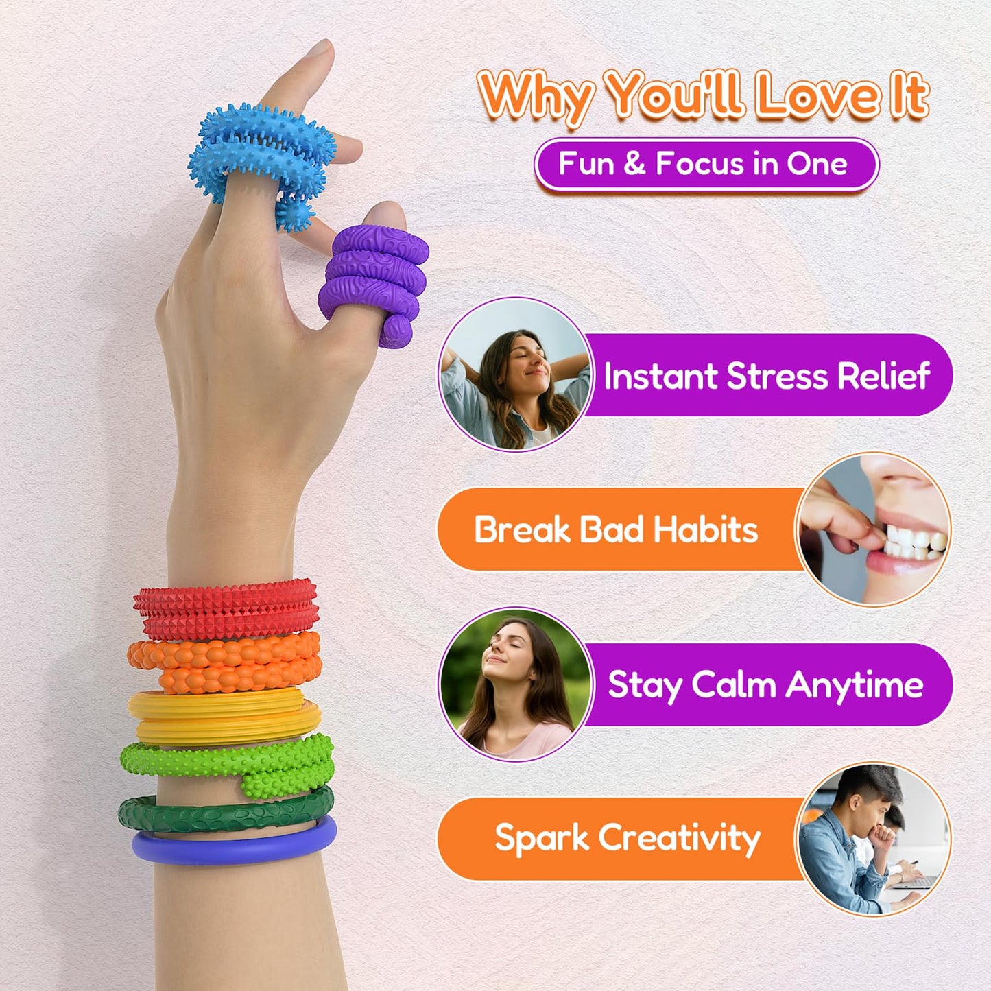 Little Ouchies Pain Fidget,8Pcs Textured Silicone Sensory Sticks Fidget Toys for Kids Adults, Flexible Fidget Sticks for Anxiety, ADHD & Autism to Help Focus, Christmas Stocking Stuffers for kids Boys