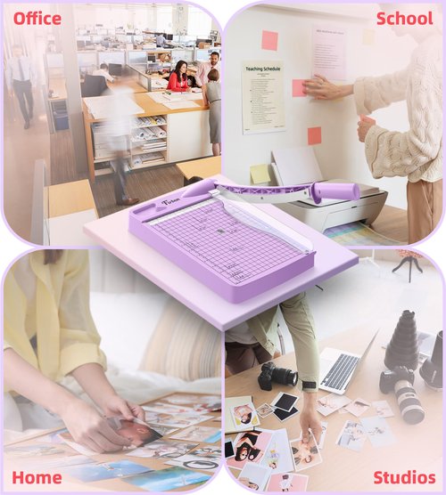 Firbon 12" Guillotine Paper Cutter, Heavy Duty 12-Sheet Capacity Trimmer for Cardstock, Photos, Scrapbooking, Office, Classroom, Studio (Purple)