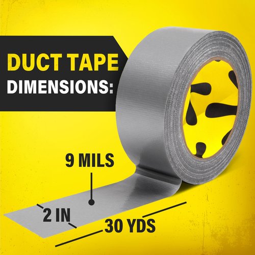 12-Pack Duct Tape - Heavy Duty, Waterproof - 90 Ft x 2 in - Silver, Flexible, No Residue, Easy Tear, All-Weather, Duct Tape Bulk Value for Outdoor Use, DIY, School, Office, B2B, Repairs, Crafts