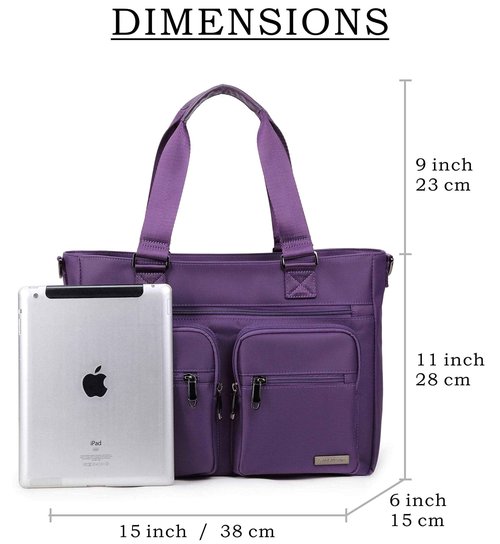 La Packmore Water Repellent Nylon Shoulder Bag Handbag Laptop Tote Travel Work School Clinic Nurse Tote (Lavender)