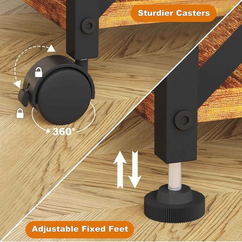EasyCom 23.6" x 15.7" Under Desk Printer Stand with Storage Drawer, 2-Tier Shelf Desktop Printer Table for Desk with Wheels, Large Rolling Cart for Home Office Fits 3D Printer Scanner Rustic Brown
