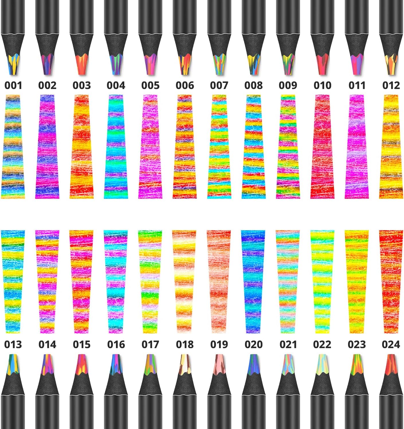 Yangmei Rainbow Colored Pencils - 24 Pack Easter Basket Stuffers for Kids Aged 5-12 | Trendy Art Supplies