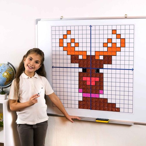 Jumbo Magnetic XY Coordinate Dry Erase Grid, 30"x30" - Write-On & Wipe-Off Magnetic Dry Erase Board Grid, Reusable Dry Erase Graph & Practice Board for Math Graphing, Classroom & Homeschool Supplies