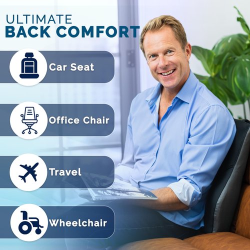 ComfiLife Lumbar Pillow + Gel Enhanced Seat Cushion Bundle – Office Chair Cushion – Lumbar Support Pillow – Car Seat Cushion – Improves Posture Help Back Pain Relief