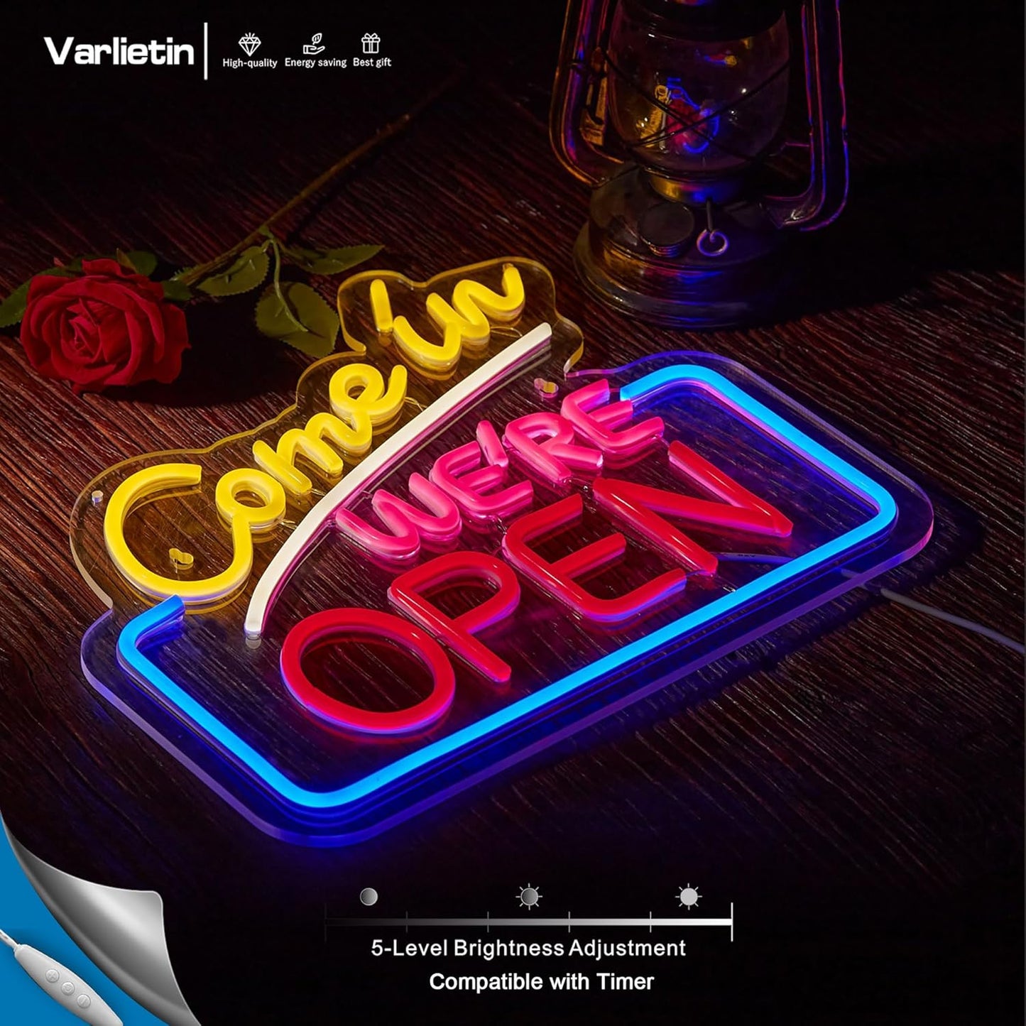 Skiennix Neon Sign - "Come In We're Open" LED Wall Decor for Café, Bar, Restaurant & Shop | Perfect Gift