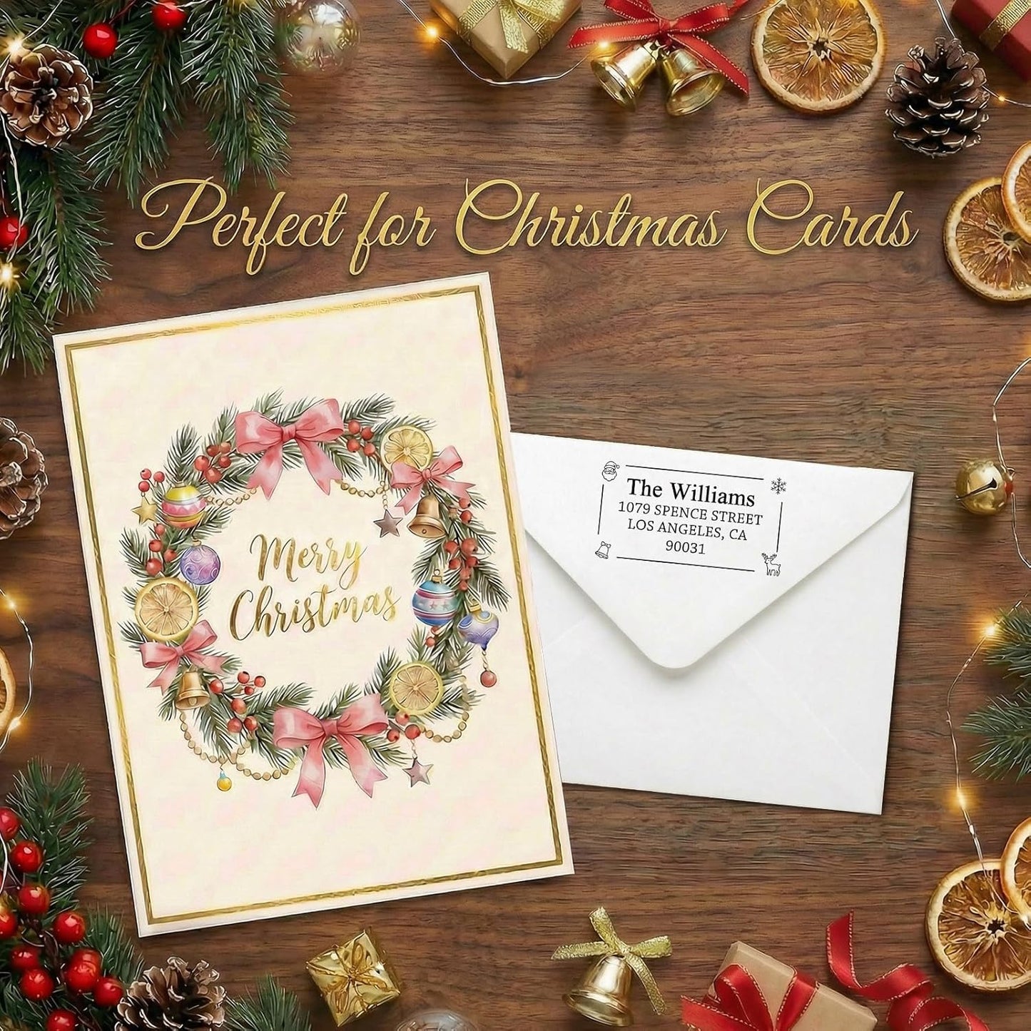 TechMark Personalized Return Address Stamp - Custom Self-Inking Design for Weddings & Holidays | 17 Unique Styles