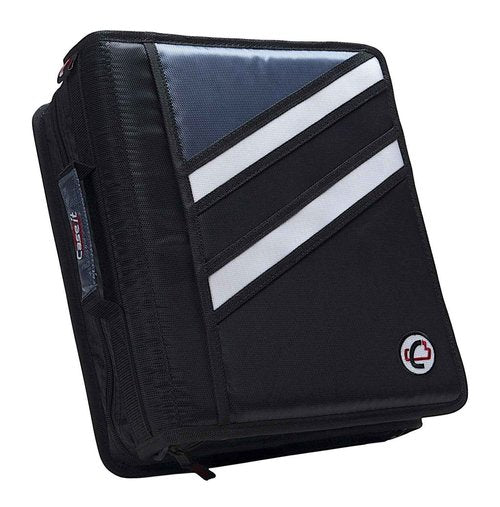 Case-it The Z Shape Zipper Binder - Two Binders in One - Double Sided 1.5 Inch D-Ring - Multiple Pockets - 500 Page Capacity - Comes with Shoulder Strap, Black Z-176