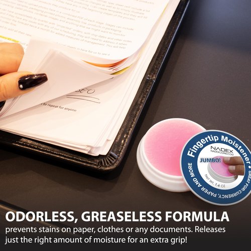 Nadex Jumbo 1.41 Oz Pack Fingertip Moistener Pads, 3 Pack - Non-Slip Counting Cash Bills Separating Documents - Finger Moisturizer Non-Toxic Greaseless Odorless Pad for Office/Home