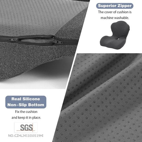baibu Ergonomic Memory Foam Back and Lumbar Support Pillow for Good Posture Correction and Back Pain Relief, Perfect for Office Chair, Office Home Essentials, Dark Grey
