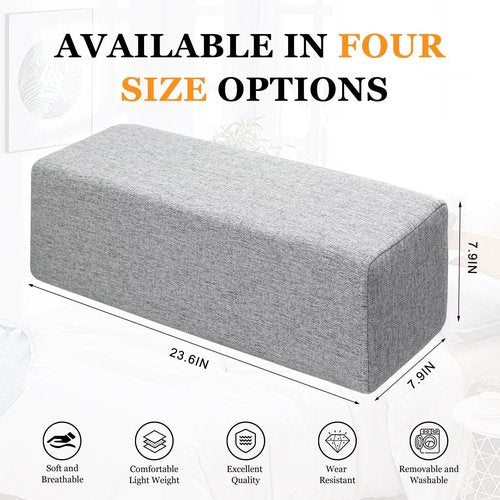 NANGELRN Couch Arm Rest Pillow, Linen Armrest Cushion, High Density Foam Armrest Cushion, Removable & Washable Rectangular Headboard Elbow Support for Armchair Sofa Bed,Beige-2pcs,5.9x5.9x19.7