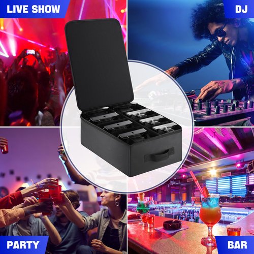Aleemin Par Light Bag Soft Padded for 8 Par Lights, Stage Lighting Case with Removable Dividers & Backpack-strap & Handle, Lights Bag with Large Pocket for Par Light, Spotlight, Led Light, DJ Light