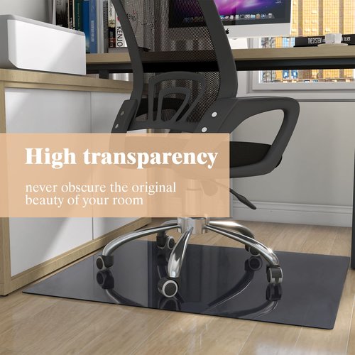 Natsukage Glass Chair Mat 36" x 36" 1/4" Thick Tempered Glass Office Chair Mats Desk Chair Mat for Carpet or Hardwood Floor Computer Chair Mat Floor Protector(Grey) (A-GE10013-NAT-USAM022)
