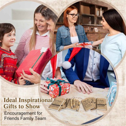 Geyoga 72 Pcs Motivational Customer Service Gifts Set Inspirational Spiral Kraft Notebooks Retractable Bamboo Pens Christmas Appreciation Thank You Gift for Pastor's Wife Employee Teacher Coworker