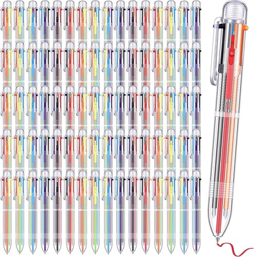 200 Pcs 6 in 1 Multicolor Ballpoint Pen Bulk 0.5 mm 6 Color Retractable Ballpoint Pen Colorful Ink Pen Party Favors Rainbow Pen for Nurses, Gel Ink Nurse Pens for Office School Students Kids (200)