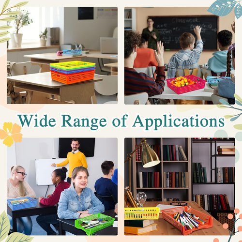 Boao 24 Pack Classroom Turn in Trays Plastic Paper Storage Bins with Pencil Baskets, Teacher School Turn in Bins Bulk, Stackable Storage Organizer for Office Desk Back to School Supplies