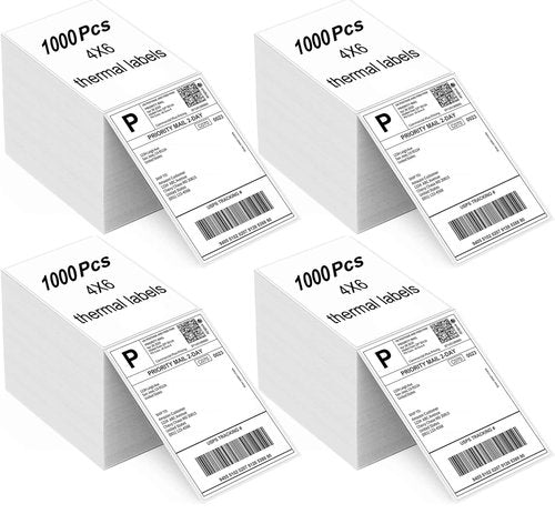MBLABEL 4"x6" Direct Thermal Labels, Fan-Fold Thermal Labels Shipping Label Paper Compatible with Rollo, MUNBYN, iDRPT, Polono, Zebra, Permanent Adhesive (4000 Labels)