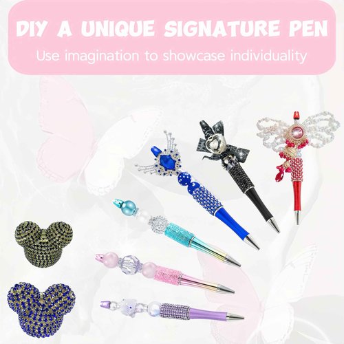 KUNHEHO 48Pcs Pens Bulk Beadable Focal Beads Pens with Glitter Diamond Pearls Fancy Cute Pens for Women Tween Girls Gifts Trendy Stuff School Supplies for Girls Teachers
