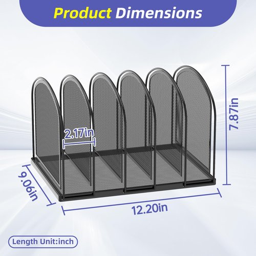 SUPEASY 5-Section File Organizer, Mesh Desk Organizer Upright File Holder Desktop Organizer File Sorter, File Folder Holder for Office Home, Large Capacity Black 2 Pack