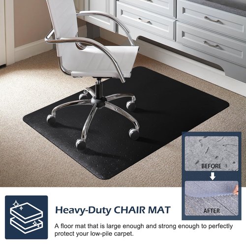 SALLOUS Chair Mat for Carpeted Floors, 60"x46" Heavy Duty Chair Mat for Carpet, Chair Mat with Grips, Floor Protector Rolling Computer Desk Floor Mat for Home Office (Black)