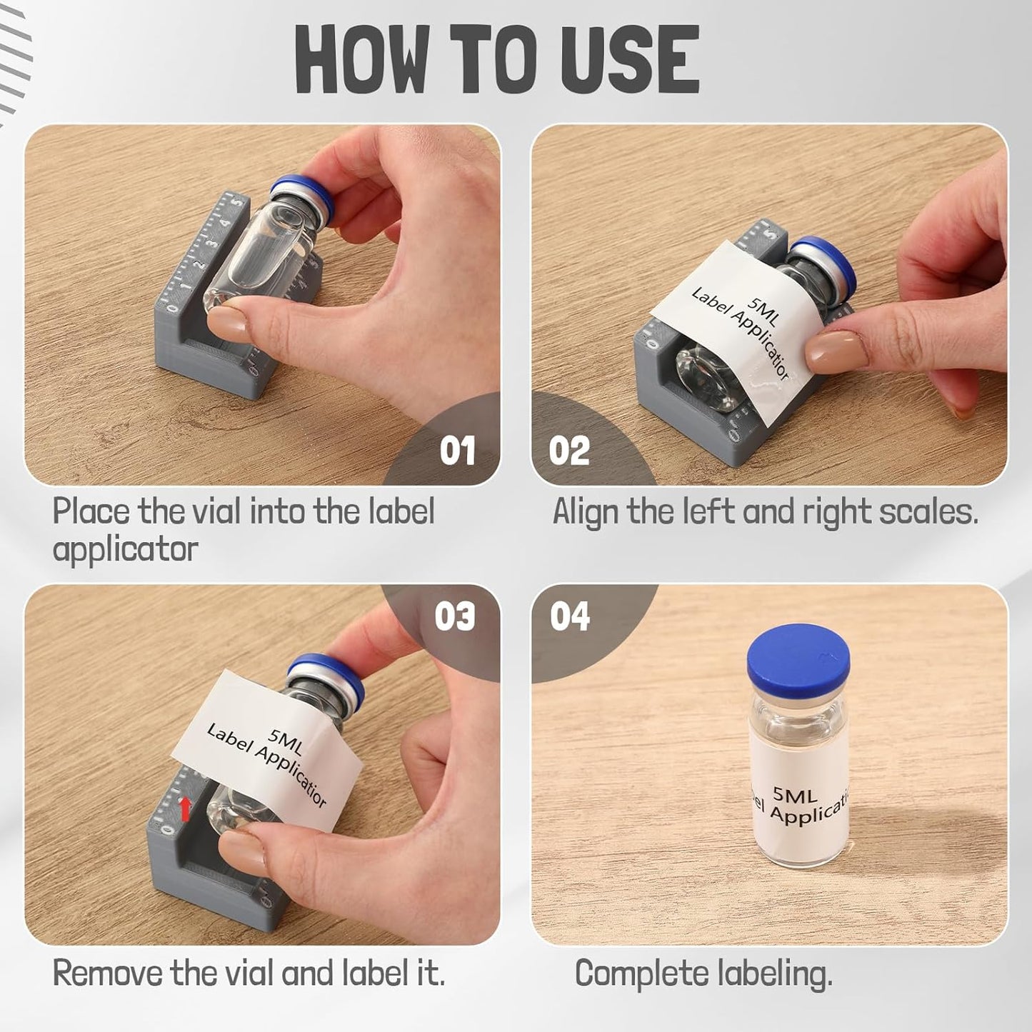 Skiennix Vial Label Applicator - Perfect Tool for Small Jars & Essential Oil Bottles | Grey, 3ml & 10ml