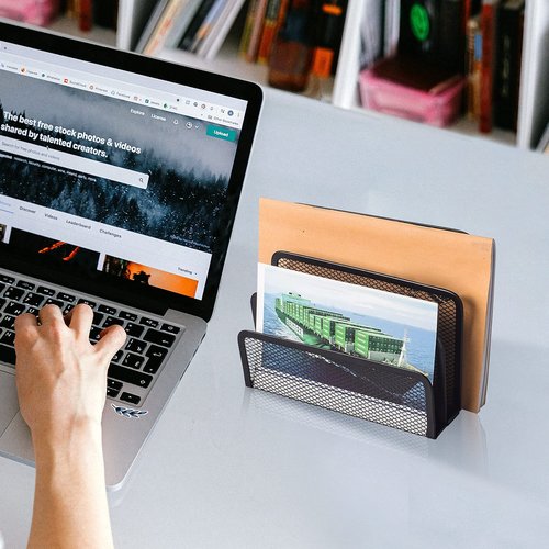 wishacc Desk Mail Organizer Small File Holders Letter Metal Mesh Document/Filing/Folders/Paper Organizer for Desktop