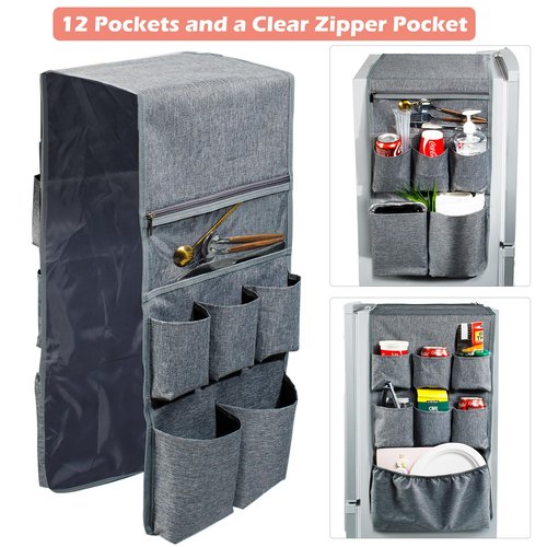 FRECOLSH Dorm and office Double Over the Fridge Caddy Organizer -Fridge Caddy Organizer - College Dorm Room Essentials for College Students Boys, Girls - 12 Pockets Flatware Organizers and Storage