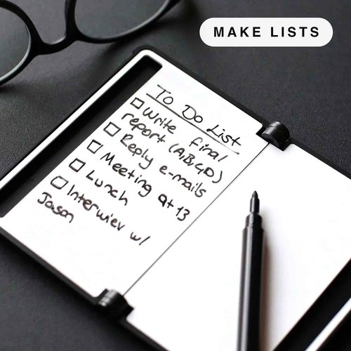 New Things Lab MEMO Whiteboard Wallet - an Innovative Mini Pocket Notebook & Aluminum RFID Blocking Wallet for Men & Women - Dry Erase Notepad w/ 6 Card Slots, Pen & Magnet Closure - Slate Grey
