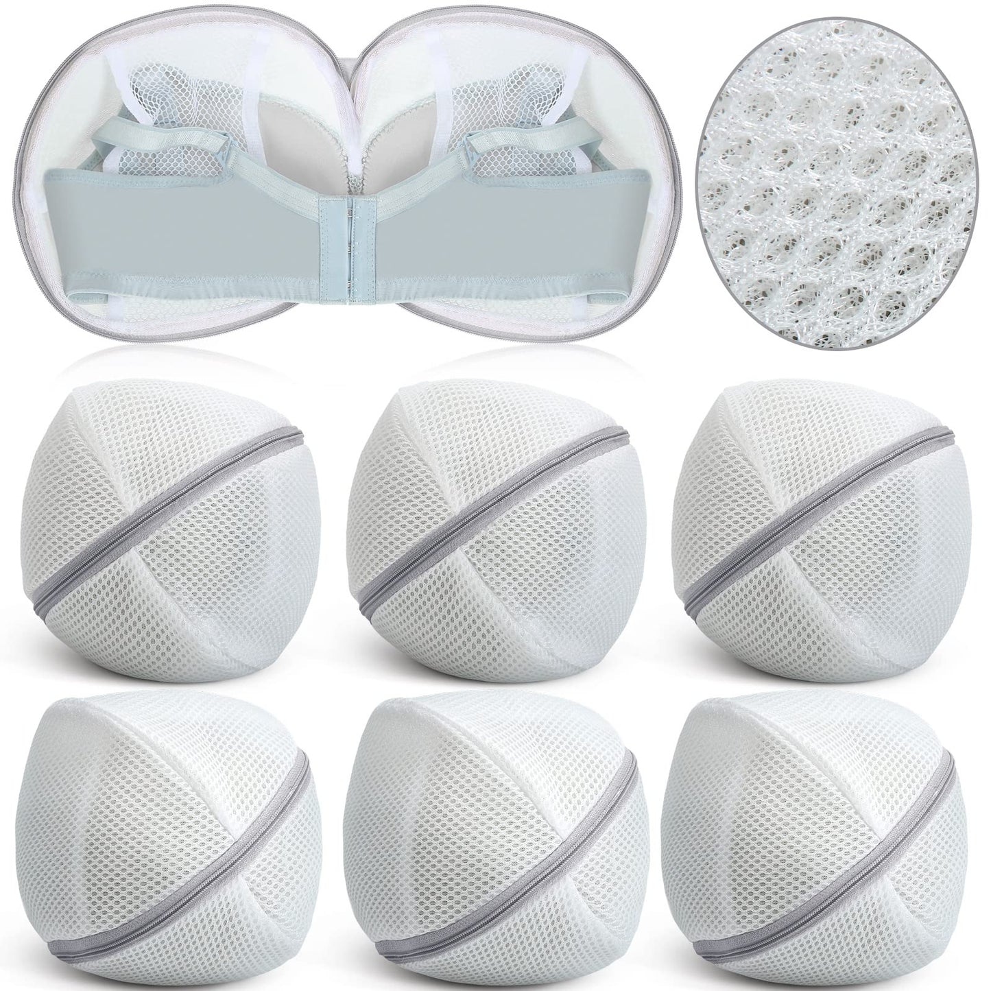 Shappy 6 Pieces Bra Washing Bag for Laundry Mesh Wash Lingerie Underwear Brassiere Washing Bags with Zipper for Women Laundry Storage(7.87 Inch,Gray)
