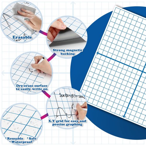 Aizweb Giant Magnetic XY Coordinate Dry Erase Grid,26" x 26" Graph Board for School Classroom Supplies,Magnetic Whiteboard with Counters,Math Manipulatives for Teacher Education