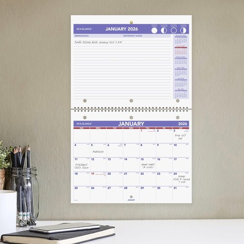 AT-A-GLANCE 2026 Wall Calendar, 8.5" x 11", Small, Unruled Blocks, Monthly (PM1702826)