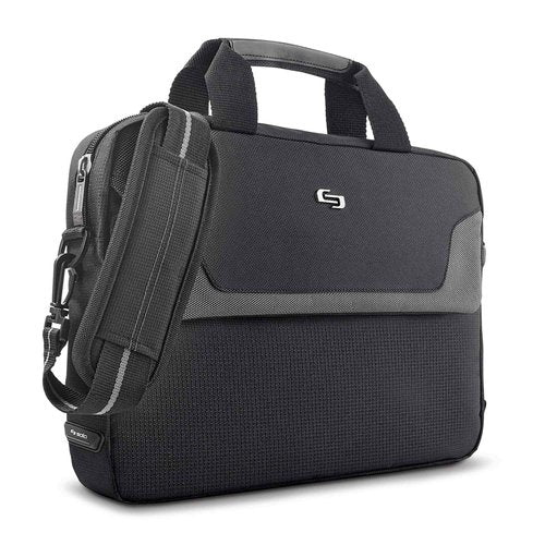 Solo New York Briefcase - Laptop Carrying Bag for Women & Men, Brief for Travel & Work, Full Length Front Pocket, Adjustable Shoulder Strap, Fits 16" Computer - Flatiron Slim, Black