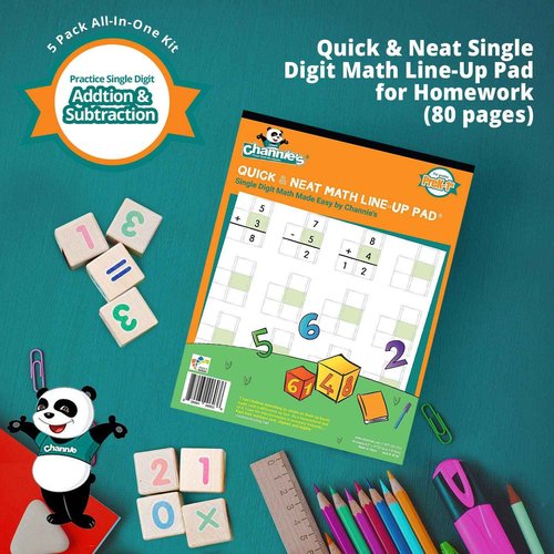 Channie’s All-In-One Visual Handwriting & Math Workbook Set for Pre-Kindergarten - 1st Grade Elementary School Students (5 Pack)