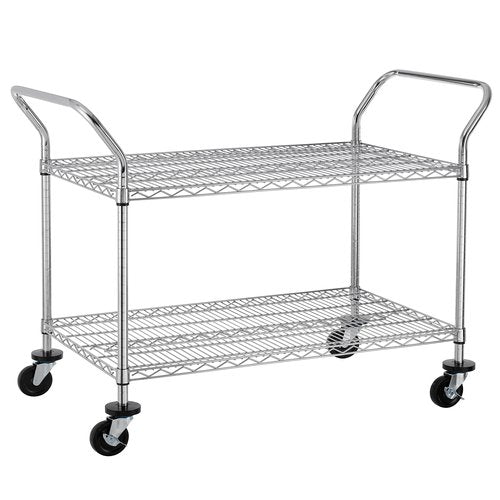 Finnhomy 2-Tier Commercial Grade Rolling Cart, Heavy Duty Utility Cart, Carts with Wheels and Handles, Kitchen Carts on Wheels, Metal Cart with 600 lbs Capacity, Shelf Size 24" D x 40" W, NSF