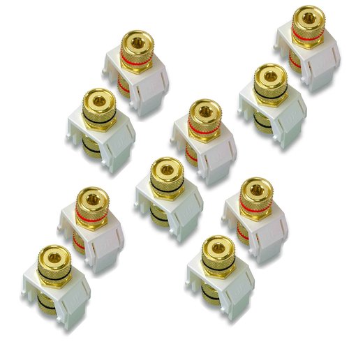 Legrand - OnQ Audio Binding Posts, Speaker Binding Post Insert for Audio, Banana Plug Termination, Speaker Binding Posts, White, WP3457WHV5, 5 Pack