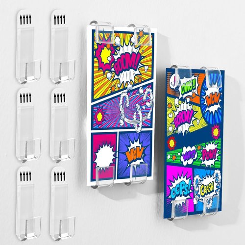 Chunful Comic Book Wall Display Shelves - 24 Pcs Clear Floating Frame Holders | Invisible Self-Adhesive Design