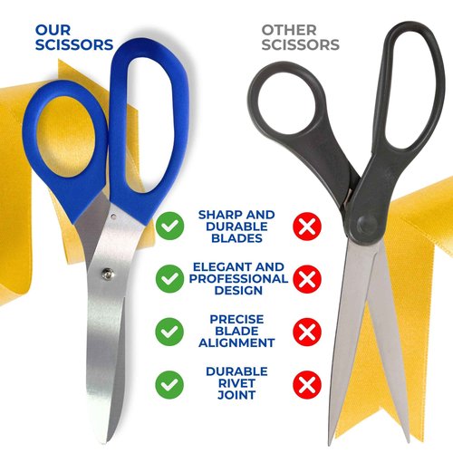 Blue Grand Opening Kit - 16 Inch Scissors for Grand Opening Ceremonies and Blue Satin Ribbon For Business Special Events and Inaugurations