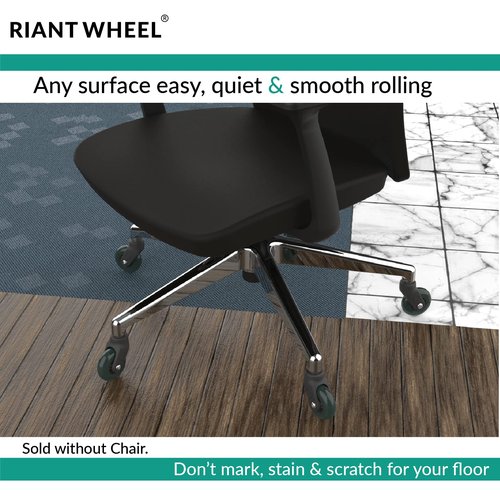 Riantwheel, Office Chair Wheels Replacement Rubber Chair casters for Hardwood Floors and Carpet, Set of 5, Office Chair casters (Green)
