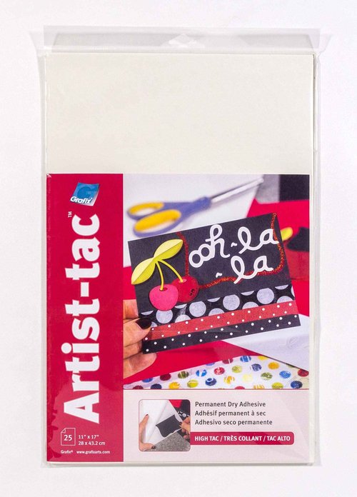 Grafix Artist-Tac Dry Transfer Adhesive Dots - 11"x17" Sheet of Permanent Micro Adhesive Dots are A Quick, Mess-Free Mounting Option for Arts,Papercrafts,School Projects,Stationary,Pack of 25 Sheets