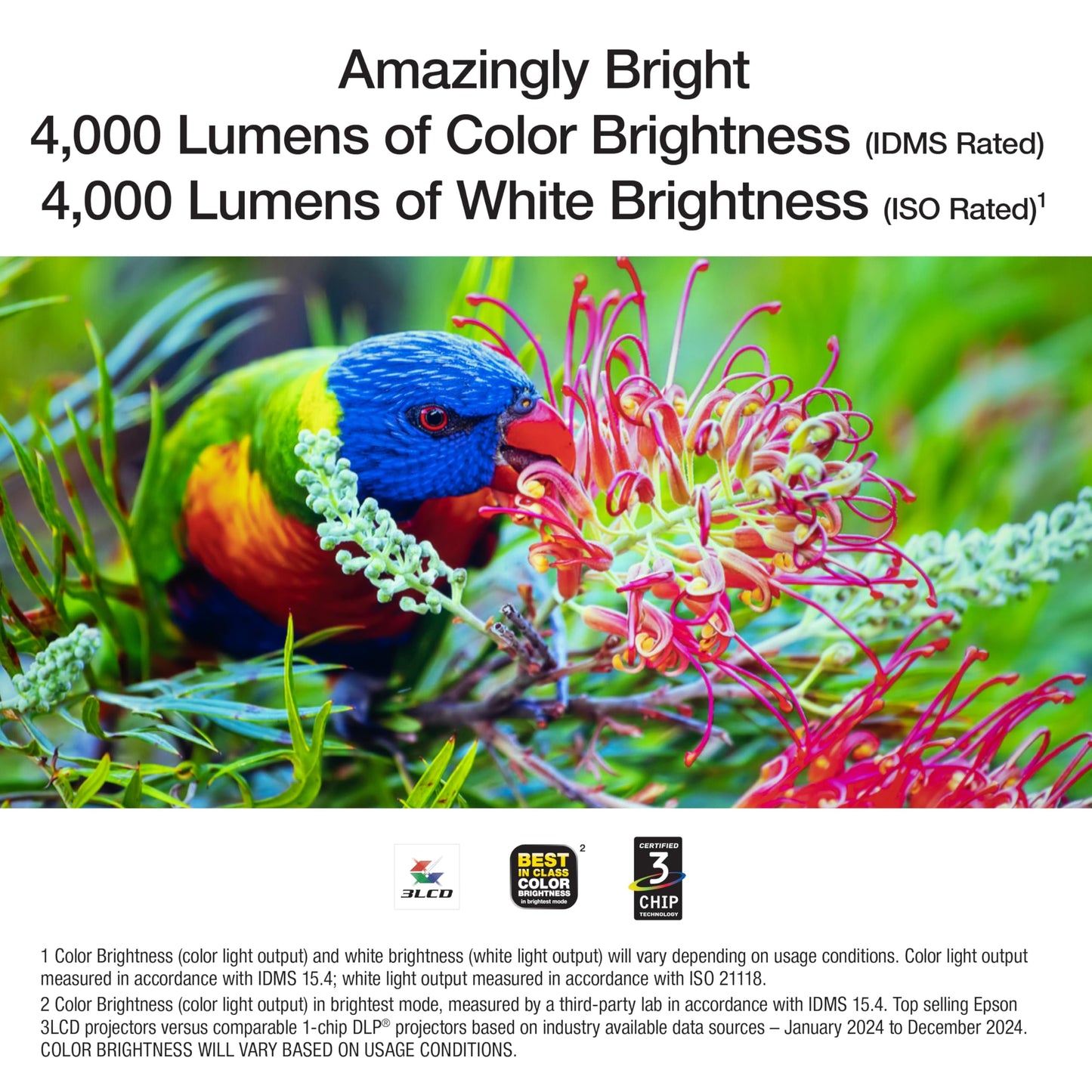 Epson Home Cinema 980 3-Chip 3LCD 1080p Projector, 4,000 Lumens Color and White Brightness, Streaming/Gaming/Home Theater, Built-In Speaker, Auto Picture Skew, 16000:1 Contrast, 2 HDMI Ports (Renewed)