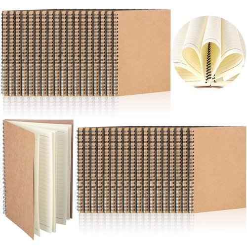 36 Packs A5 Spiral Notebook Hardcover Ruled Notebooks Soft Cover Spiral Journal College Writing Subject Lined Notebook 5.5 x 8.3 Inch 50 Sheets 100 Pages Lined Paper for Office School (Brown)