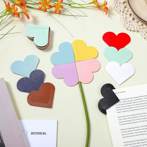Ouligay Leather Bookmarks - Cute Heart Design for Women | 20-Piece Set, Perfect Gift for Book Lovers