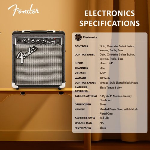 Fender Frontman 10G Guitar Combo Amplifier - Black Bundle with Cable and Austin Bazaar Exclusive 12-Pack Picks
