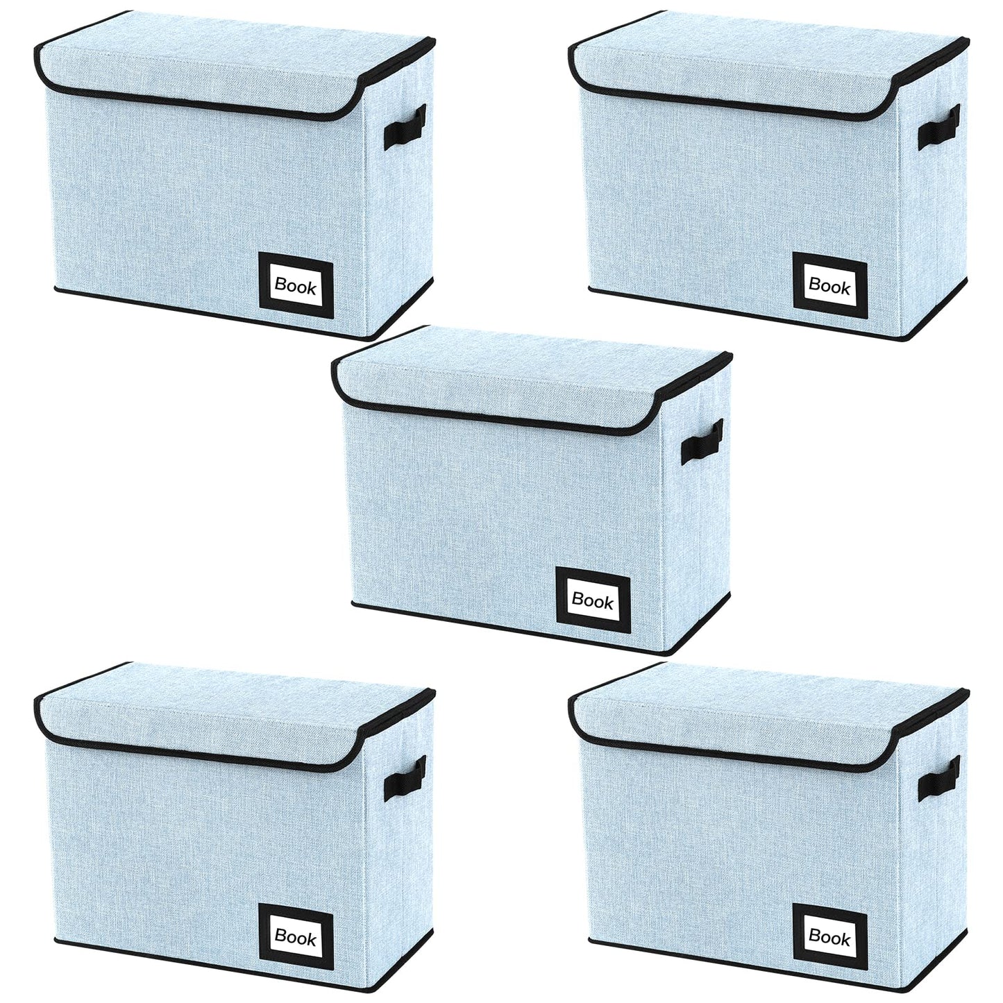 YNSZAS 5 Pack Comic Book Storage Boxes, 15.8" X 7.8" X 11.8", Collapsible Comic Short Box, Holds 160-180 Collection Comic Book Container Holder Shelf Protector Organizer Bin (Blue)