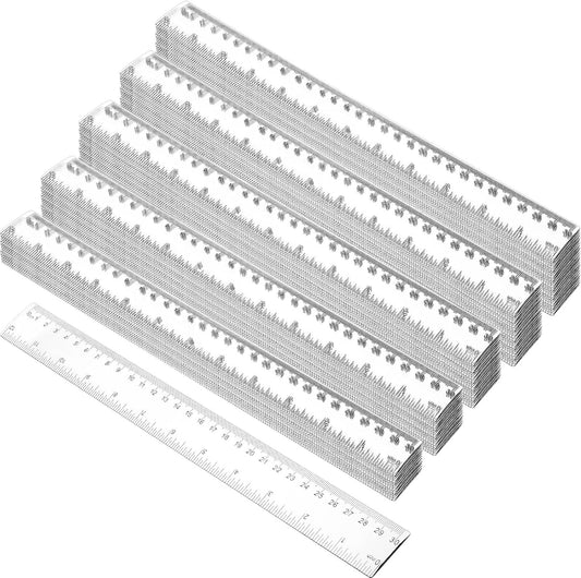 Zonon 200 Pcs Clear Plastic Rulers - 12 Inch Flexible Measuring Tools for School & Office Supplies