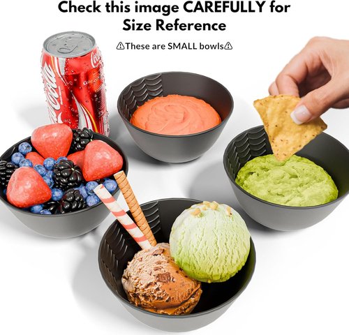 Nomnu Small Black Spiderweb Bowls Set of 4 - Gothic Ceramic Ice Cream Bowls 4.5" for Desserts & Cereal | Microwave & Dishwasher Safe