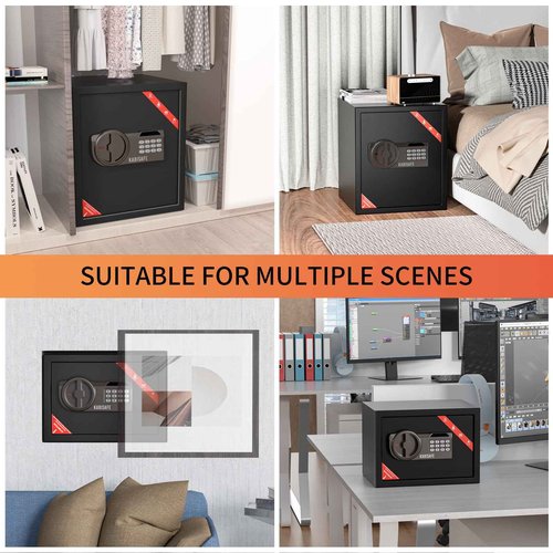 KABISAFE Safe, 1.0 Cubic Ft Anti-Theft Safe Box with Digital Keypad Key Lock for Home Office Hotel Document Jewelry Money Storage